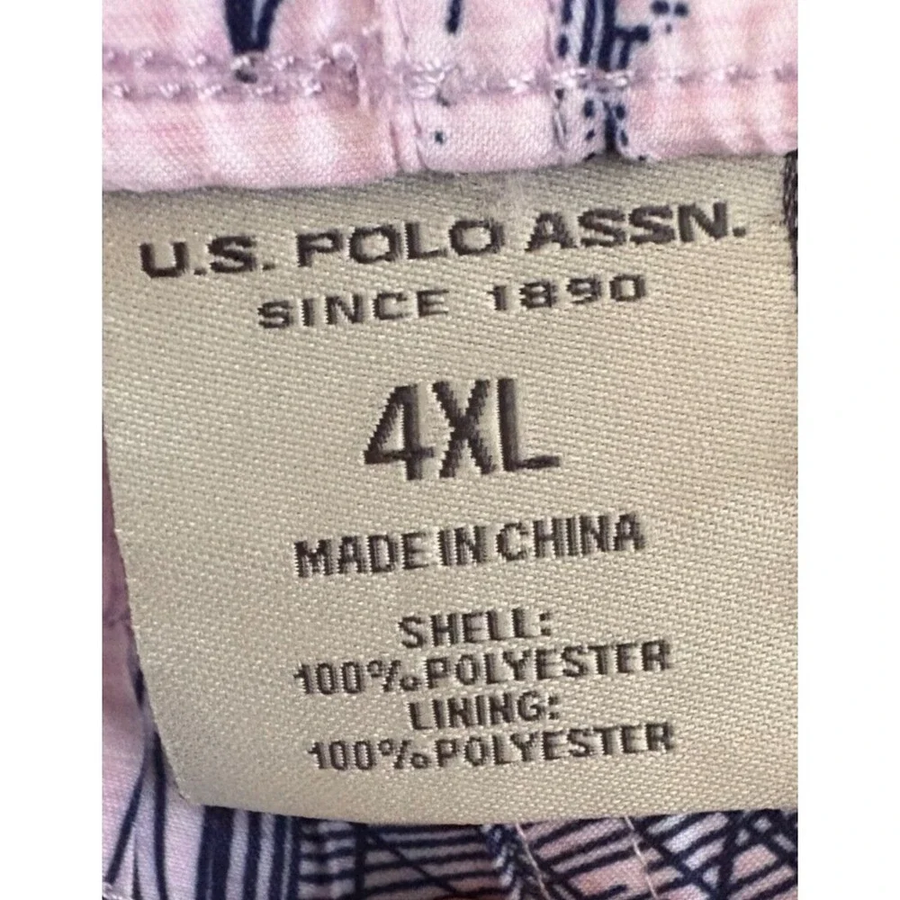 EUC US Polo Assn Pink Sailboat Print Lined‎ Swim Trunks Shorts Men's Sz 4XL